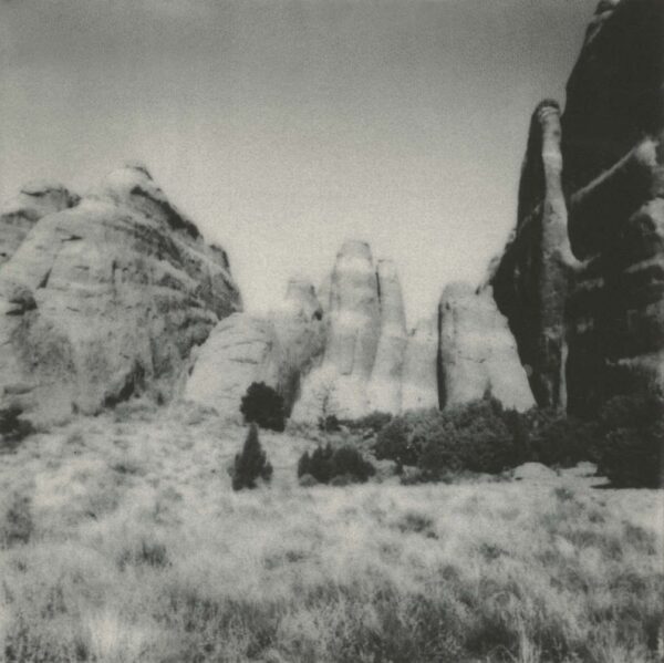 A black and white photo of some rocks