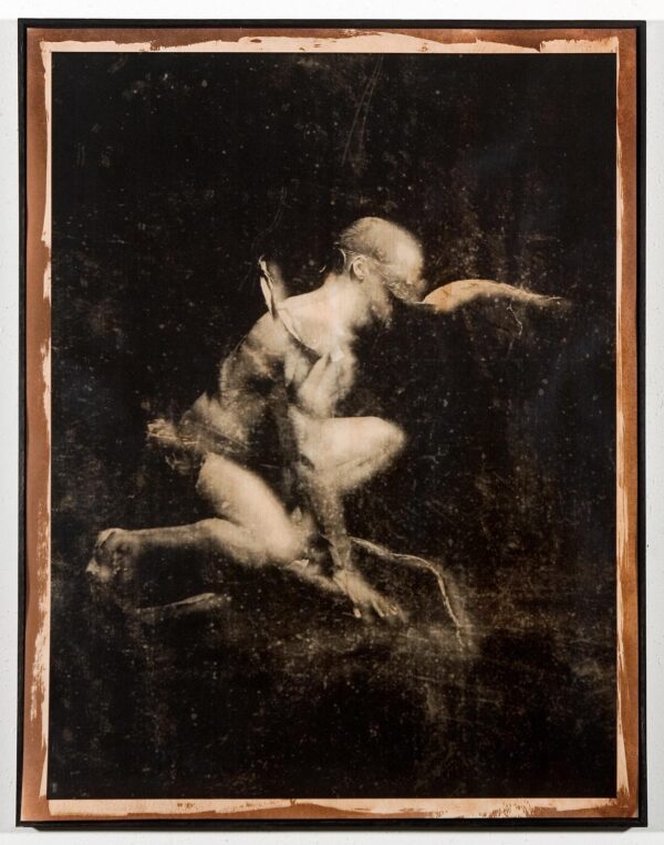 A painting of a man on top of a horse.