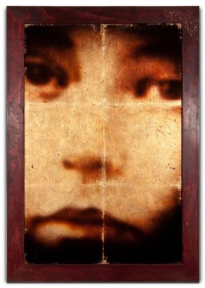 A close up of the face of a person