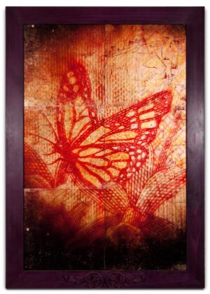 A painting of a butterfly on wood