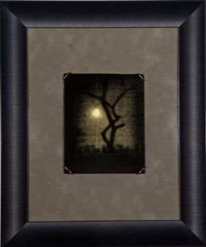 A picture of the moon and tree in a frame.