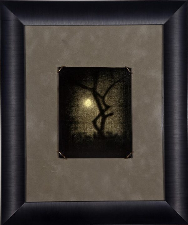 A picture of the moon and tree in a frame.