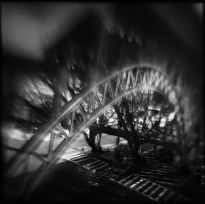 A black and white photo of an abstract image.