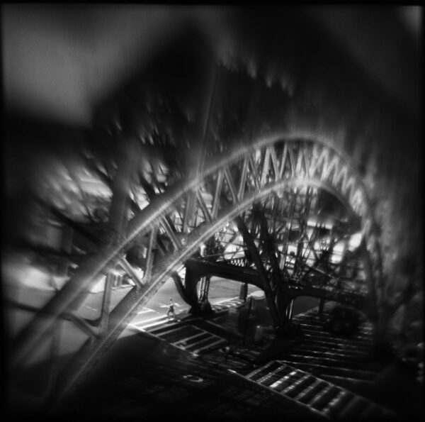 A black and white photo of an abstract image.