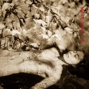 A woman laying in the grass with flowers.