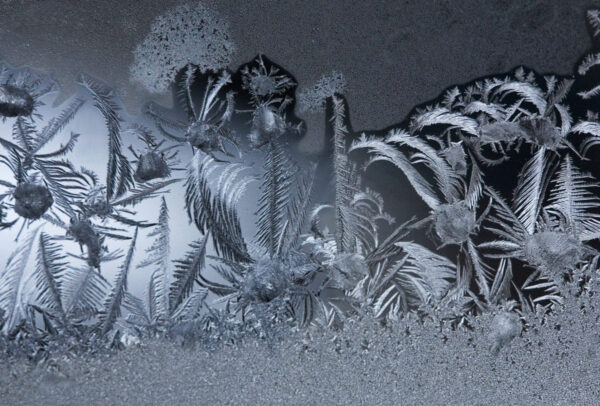A close up of the ice on the window