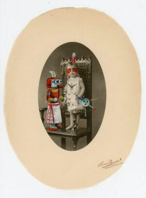 A painting of two people in costume
