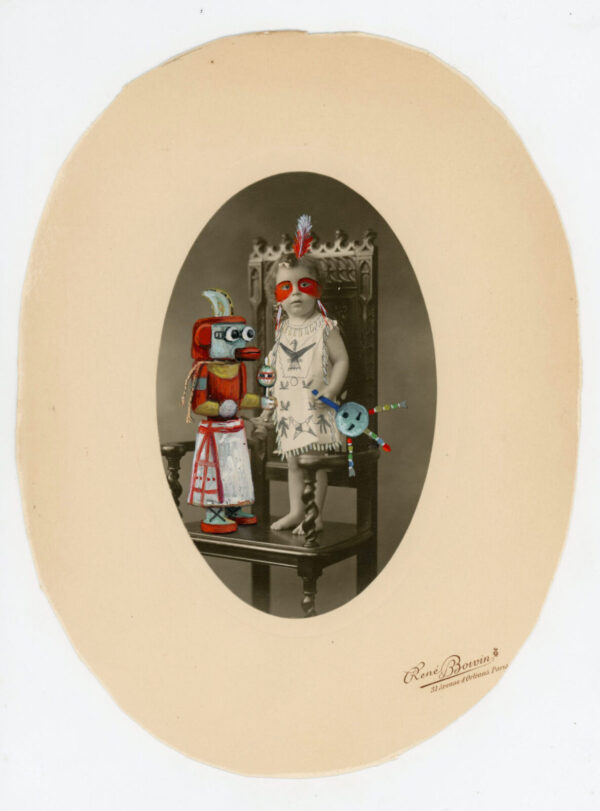 A painting of two people in costume