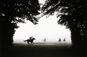 A person riding on the back of a horse.