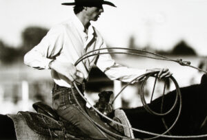 A man riding on the back of a horse.