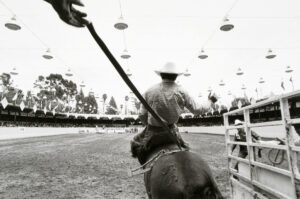 A man riding on the back of a horse.