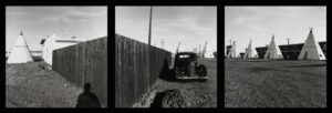 A black and white photo of an old car.