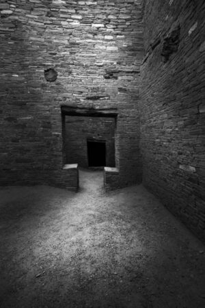A black and white photo of an old building
