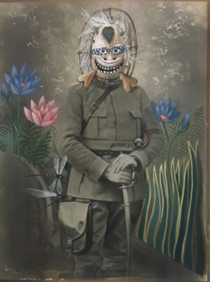 A painting of a man with a mask on.