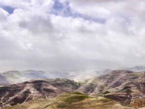 A view of the mountains from above.
