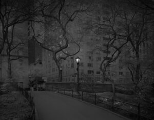 A street light on the side of a road.