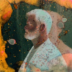 A painting of an old man with white beard.