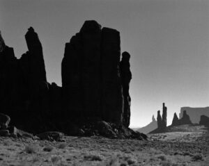A black and white photo of some rocks