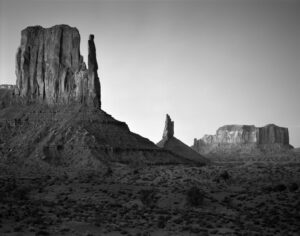 A black and white photo of some mountains