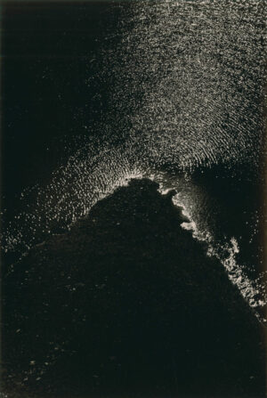 A black and white photo of the ground.