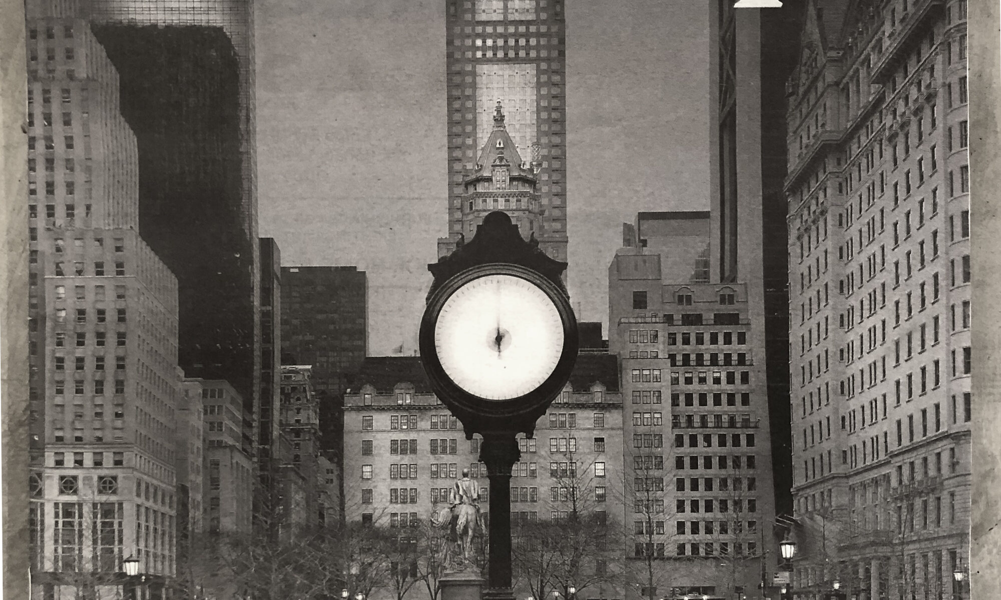Magazine cover featuring clock and cityscape.