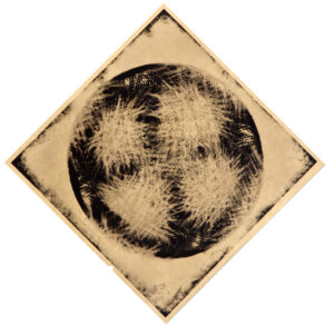 A black and white picture of a circle with a pattern on it.