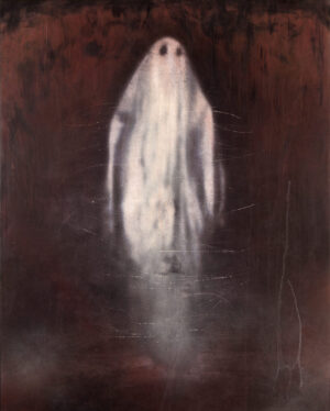 A painting of a ghost in the dark