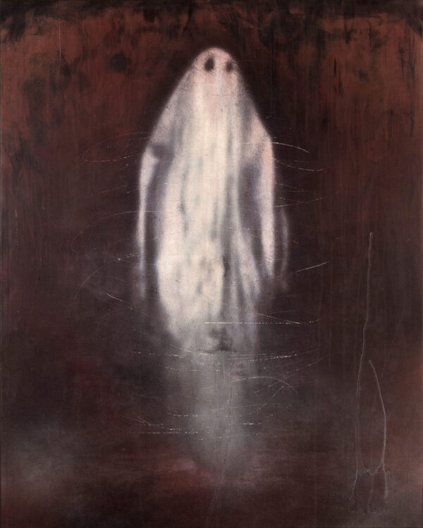 A painting of a ghost in the dark
