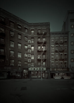 A black and white photo of an old building.