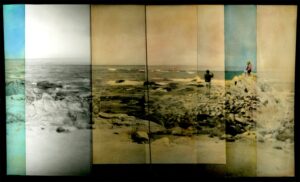A collage of photos showing the ocean and waves.