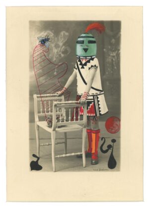 A painting of a person with a mask on