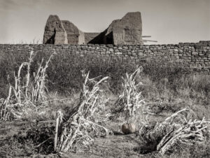 A black and white photo of an old building