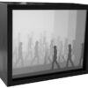 A black and white picture of people walking