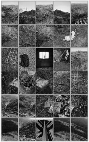 A black and white photo of many different pictures.