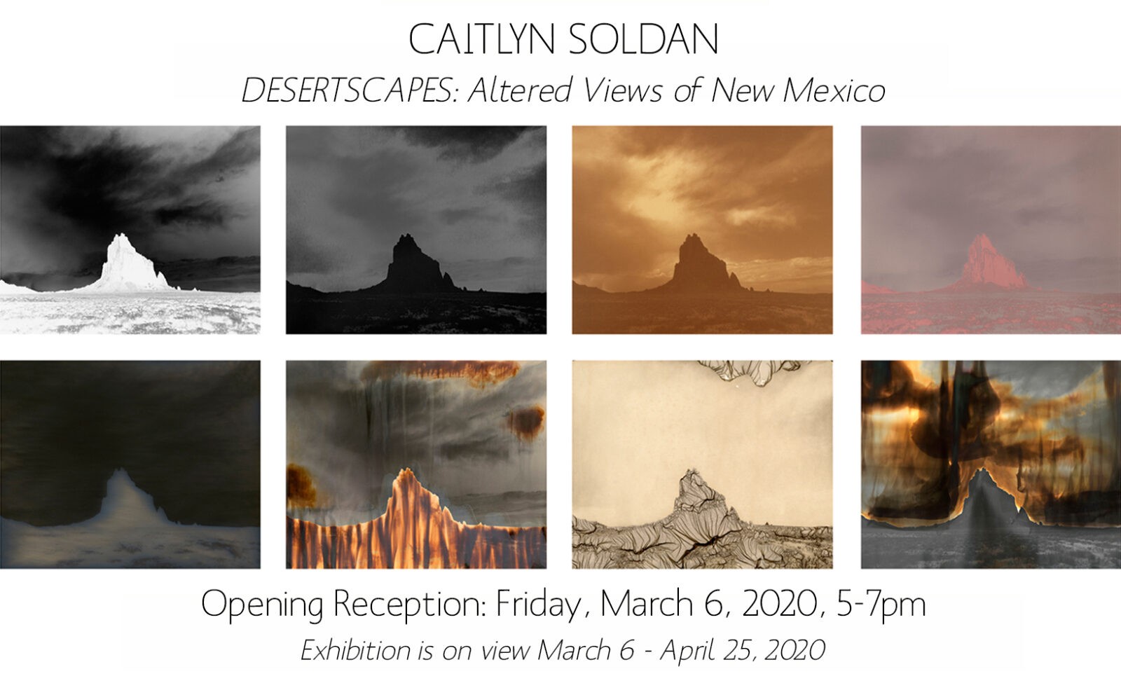 Art exhibit poster featuring desert landscapes.