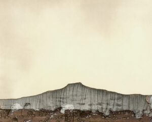 A mountain with a sky background and some clouds