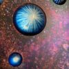 A group of planets with one blue star in the middle.