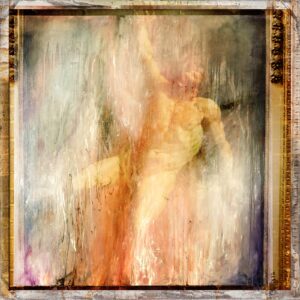 A blurry image of a naked woman in the middle of a frame.