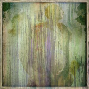 A painting of a person standing in the rain.