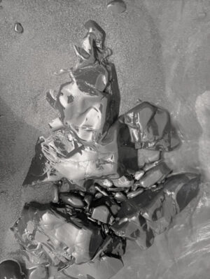 A black and white photo of some rocks
