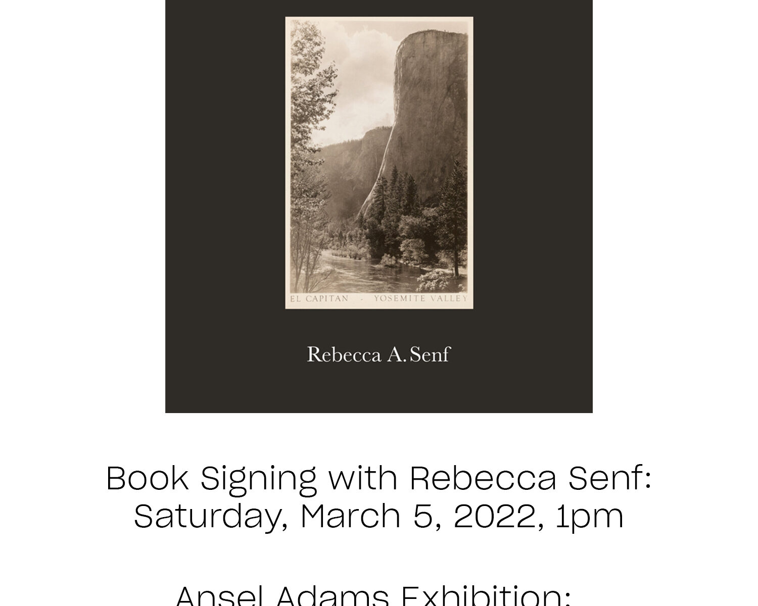 Book signing for Ansel Adams exhibition announcement.