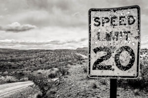 A speed limit sign in the middle of nowhere.