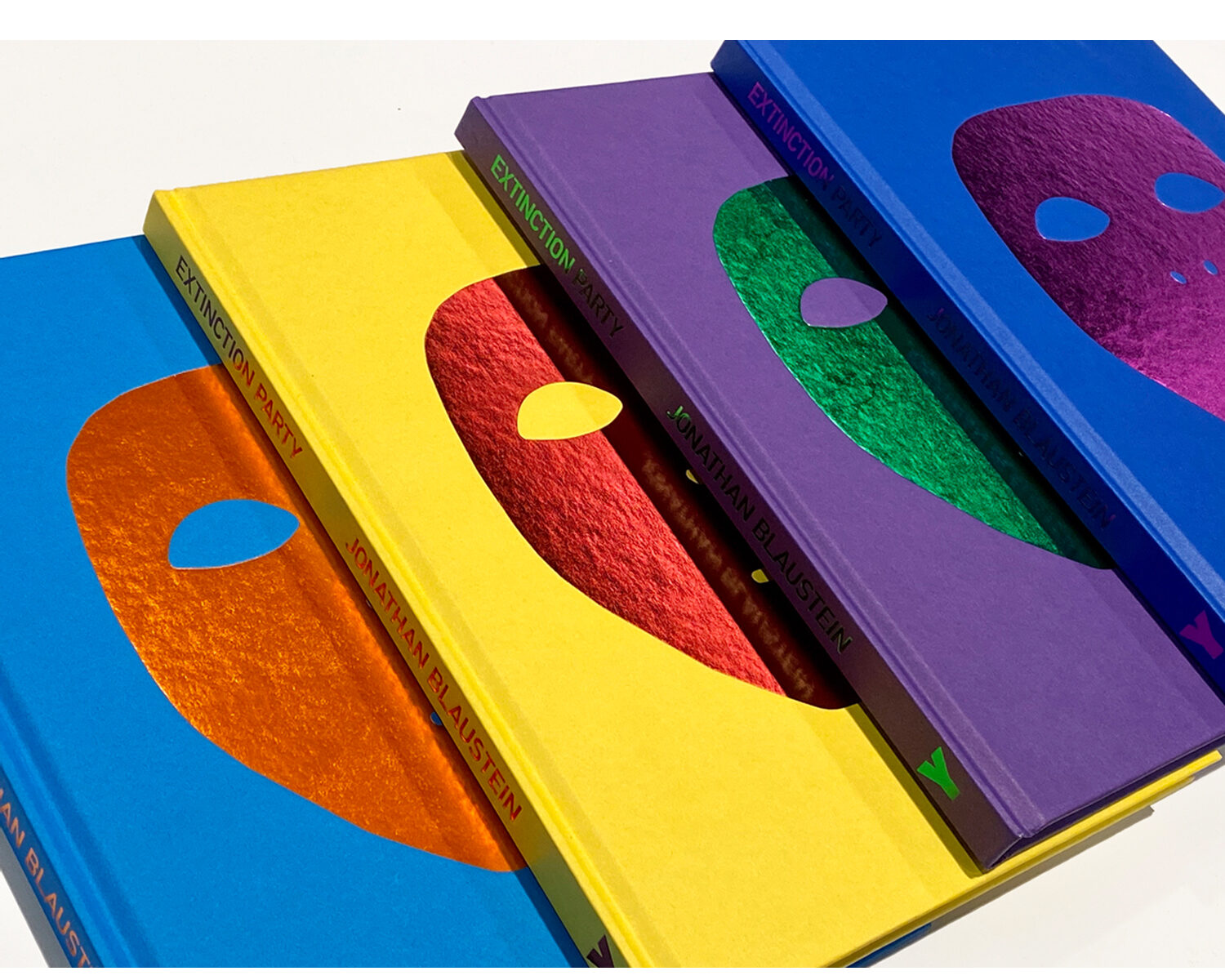 Book covers for "Extinction Party" event.