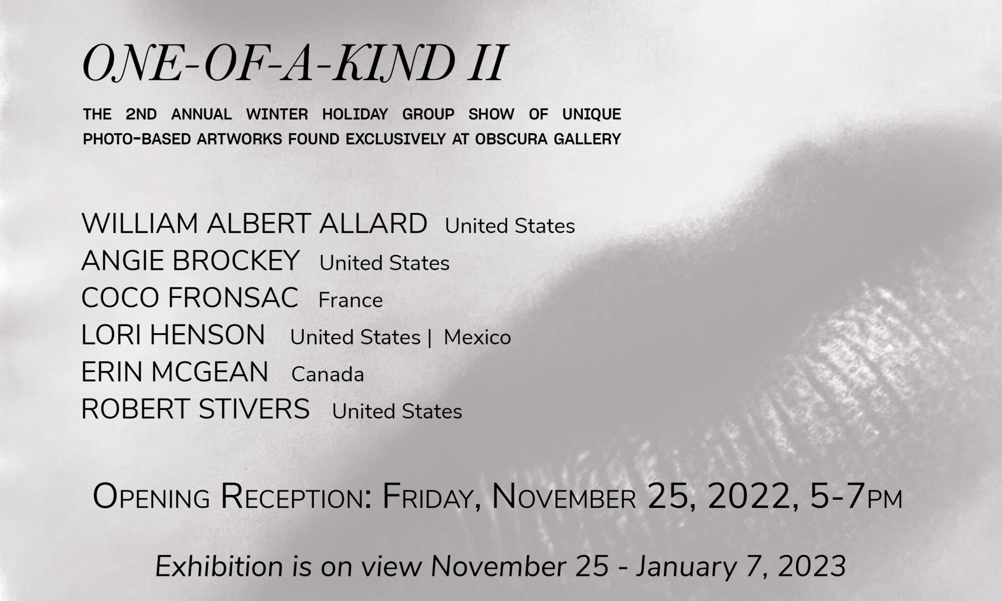 "Exhibition announcement for ONE-OF-A-KIND II"