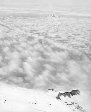 A black and white photo of clouds in the sky.