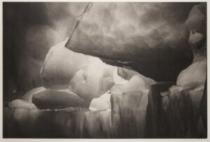 A black and white photo of some clouds