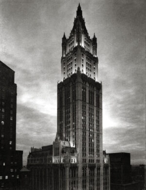 A tall building with a sky background