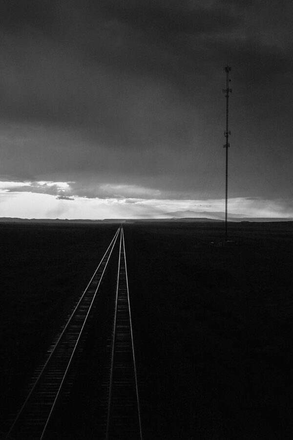 A black and white photo of an empty field
