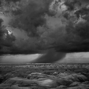 A black and white photo of a storm cloud