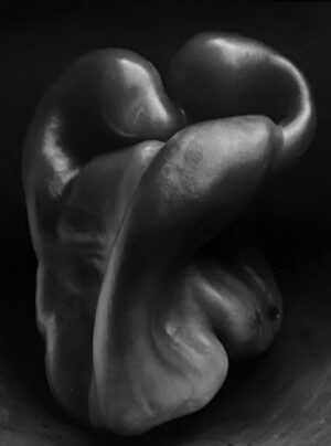 A black and white photo of some vegetables